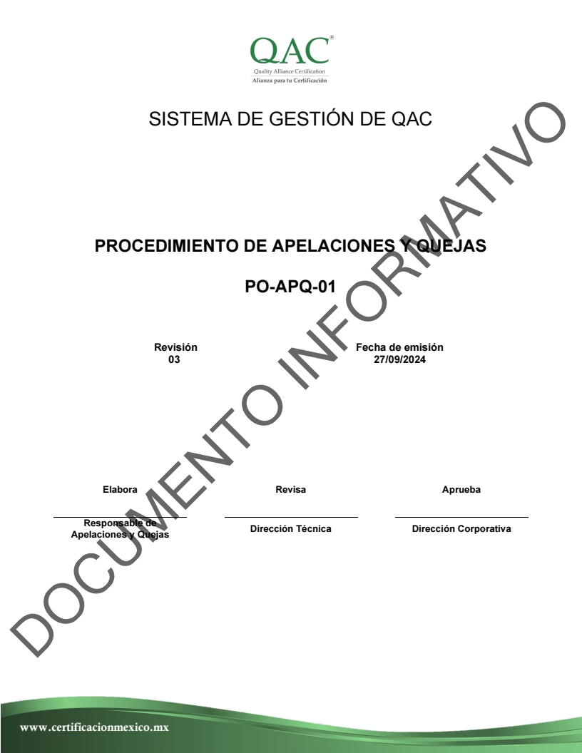 Procedimiento de Apelaciones y Quejas